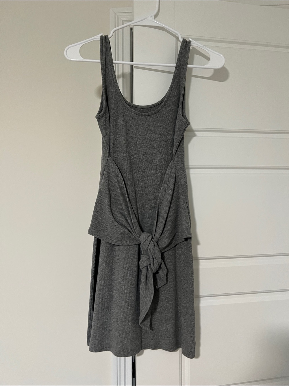 aerie Gray Sleeveless Tie-Front Mini Dress